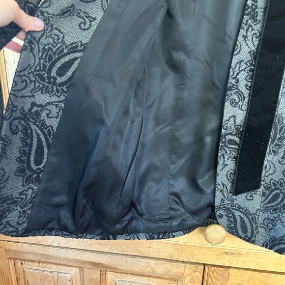 Linda Allard Ellen Tracy 0P Black Gray Open Front‎ Paisley Blazer - Picture 4 of 10